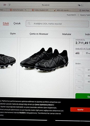 Siyah Erkek Futbol Ayakkabısı Velcro Bağcıklı - Görsel 10