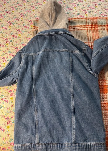 Kapüşonlu Gri Denim Ceket - Görsel 5