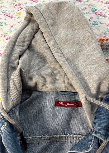 Kapüşonlu Gri Denim Ceket - Görsel 3