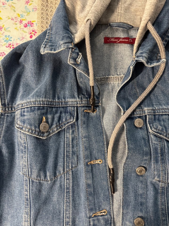 Kapüşonlu Gri Denim Ceket - Görsel 2