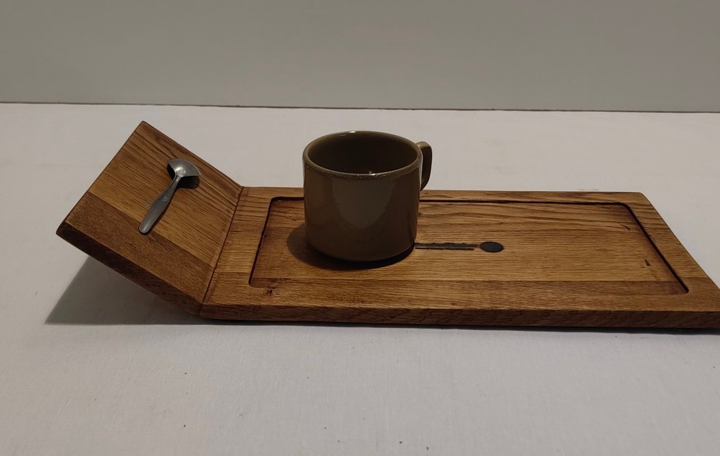 Meşe Ağacından ufak kahve tepsisi - Görsel 2