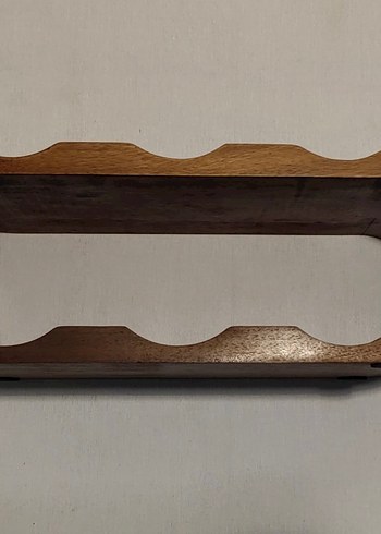 Koyu Kahverengi Ahşap Şişe Rafi - Görsel 4