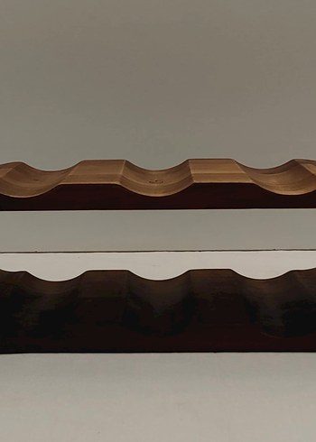 Koyu Kahverengi Ahşap Şişe Rafi - Görsel 3