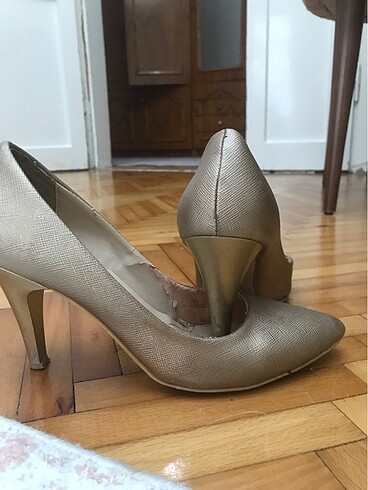 38 Beden altın Renk gold ince topuk stiletto