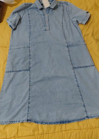 LC Waikiki Düğmeli Kot Midi Elbise