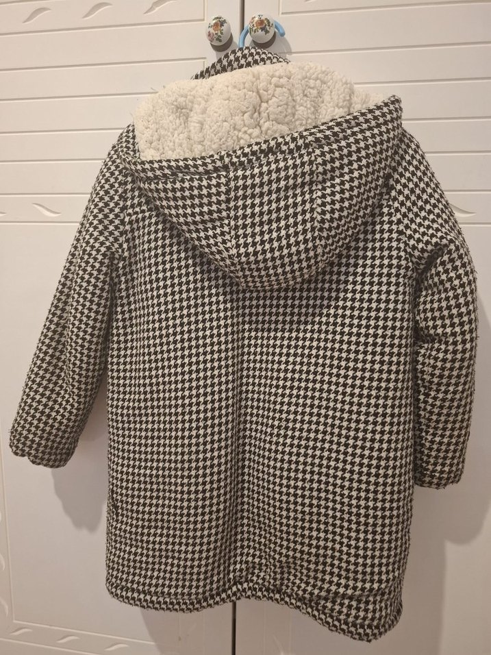 Düğmeli kız Çocuk Gri Palto - Görsel 3