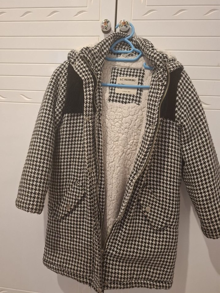 Düğmeli kız Çocuk Gri Palto - Görsel 2