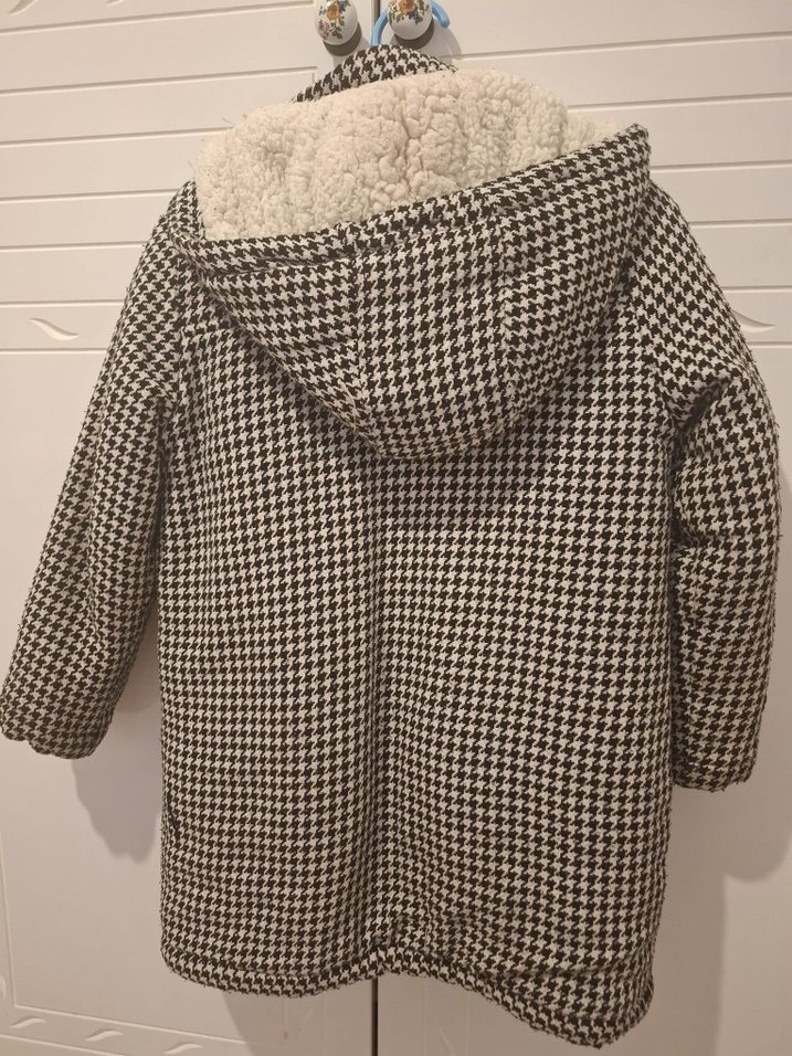 Düğmeli kız Çocuk Gri Palto - Görsel 4