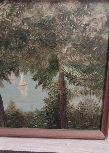Parlak Yeşil Ağaçlar ve Yelkenli Tablosu - Görsel 9