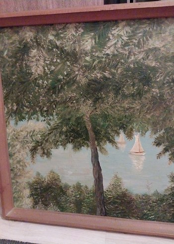 Parlak Yeşil Ağaçlar ve Yelkenli Tablosu - Görsel 8