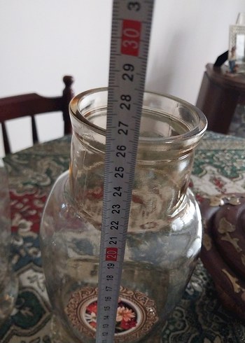 Bej Renkli Desenli Cam Vazo Çift - Görsel 4