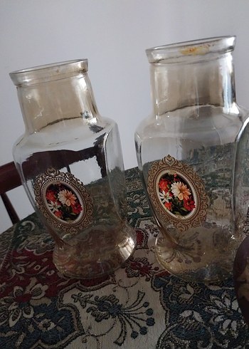 Bej Renkli Desenli Cam Vazo Çift - Görsel 5