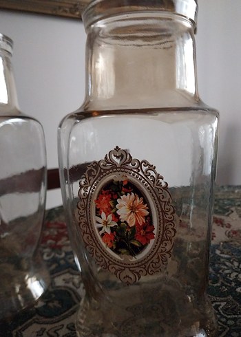 Bej Renkli Desenli Cam Vazo Çift - Görsel 6