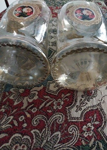 Bej Renkli Desenli Cam Vazo Çift - Görsel 8