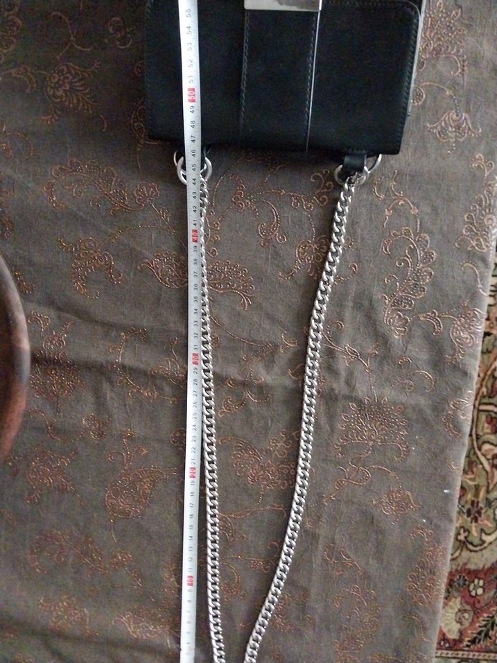 Gri Yılan Desenli Zincir Detaylı Deri Çanta - Görsel 2