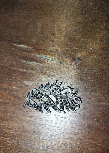 Markazit taşlı Vintage Gri Broş - Görsel 2