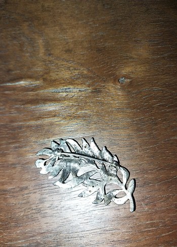 Markazit taşlı Vintage Gri Broş - Görsel 6