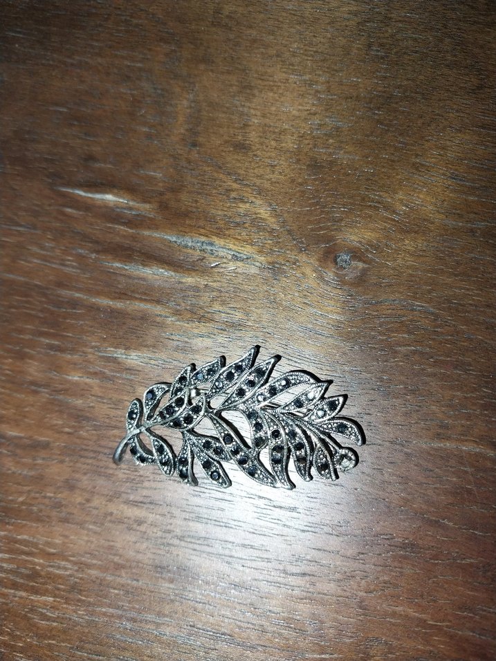 Markazit taşlı Vintage Gri Broş - Görsel 2