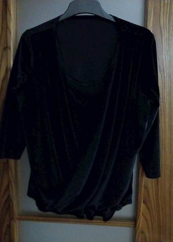 Siyah Drapeli Uzun Kollu Bluz - Görsel 6