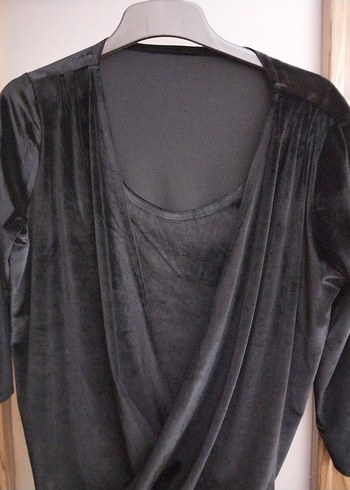 Siyah Drapeli Uzun Kollu Bluz - Görsel 2