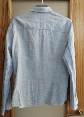 Mavi Keten Erkek Gömlek - Görsel 8