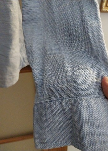 Mavi Keten Erkek Gömlek - Görsel 5