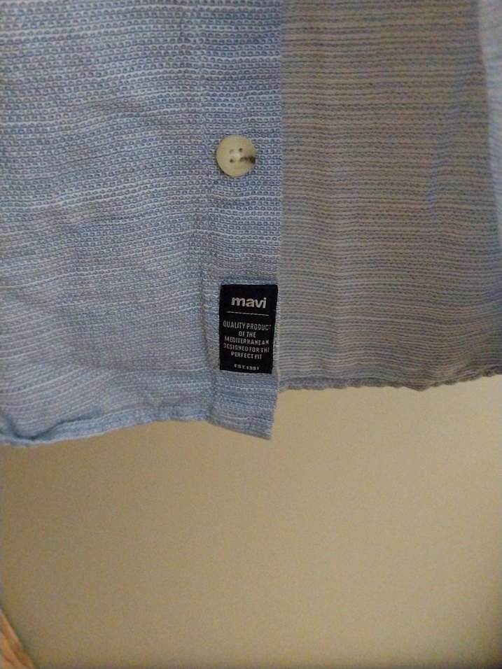 Mavi Keten Erkek Gömlek - Görsel 2