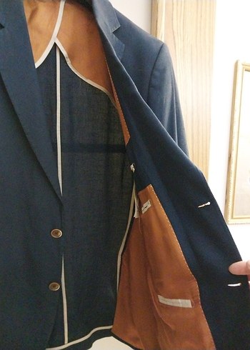 Kığılı Lacivert Erkek keten Ceket - Görsel 3