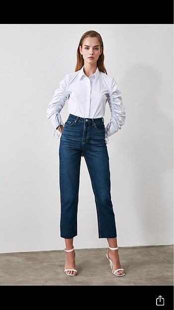 Lacivert Yüksek Bel Straight Jeans