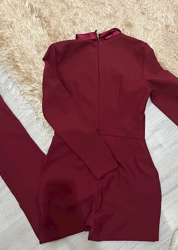 Bordo Kadın Uzun Kollu Tulum - Görsel 4