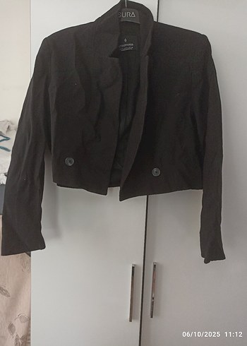 Düğmeli Siyah Süet Kadın Blazer Ceket