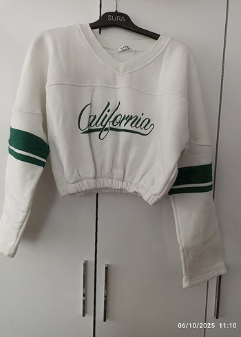 l Beden Düğmeli Beyaz Los Angeles Sweatshirt
