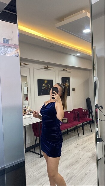 xs Beden Mini Lacivert Mini Elbise