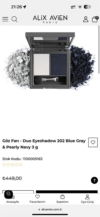 Beden Göz Farı - Duo Eyeshadow 202 Blue Gray & Pearly Navy 3 g