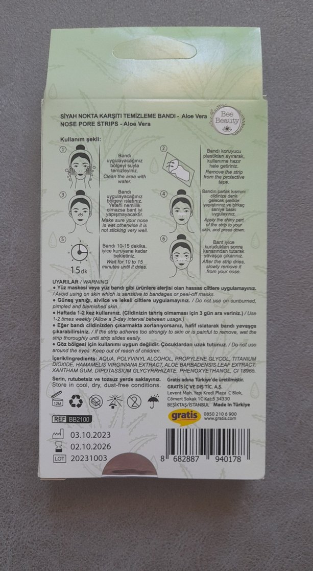 Bee Beauty Aloe Vera Siyah Nokta Bandı - Görsel 2