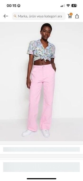 Pembe yüksel bel wide leg pantolon