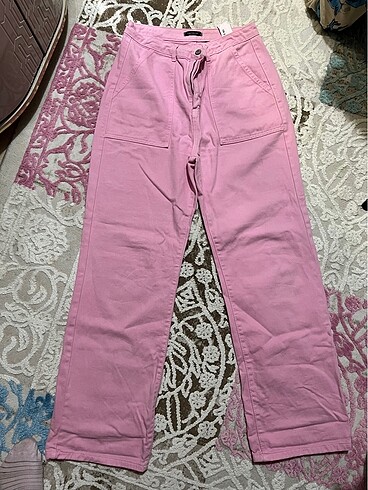 30 Beden Pembe yüksel bel wide leg pantolon