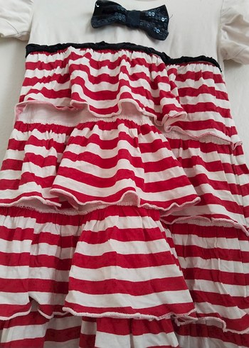 Kız Çocuk Renkli Çizgili Fırfırlı Elbise - Görsel 3