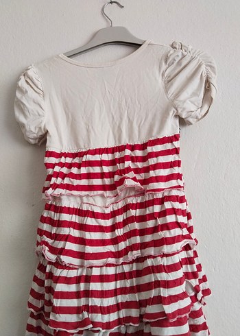 Kız Çocuk Renkli Çizgili Fırfırlı Elbise - Görsel 4