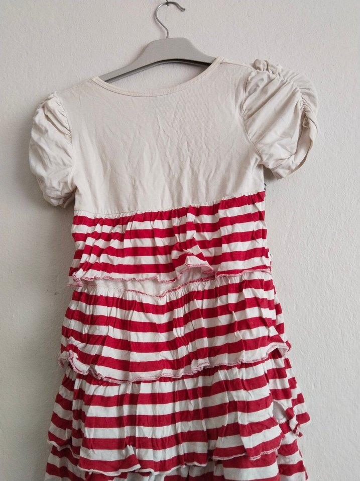 Kız Çocuk Renkli Çizgili Fırfırlı Elbise - Görsel 4