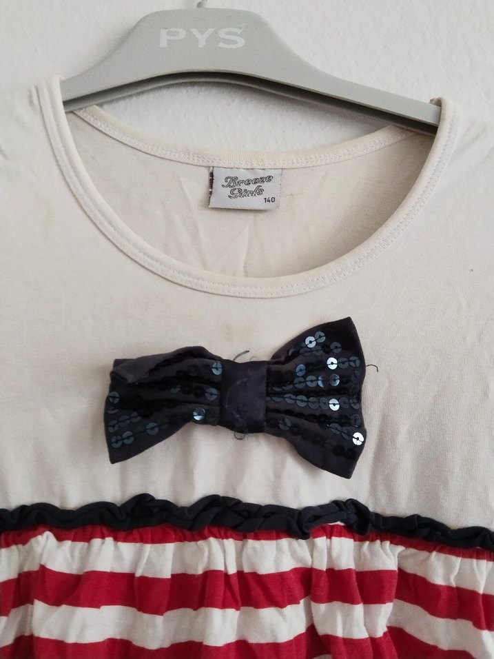 Kız Çocuk Renkli Çizgili Fırfırlı Elbise - Görsel 2