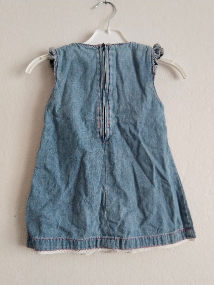 Kız Çocuk Nakışlı Denim Elbise - Görsel 3