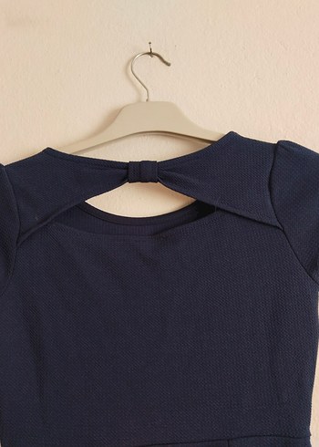 Kız Çocuk Lacivert Kısa Kollu Pilili Elbise - Görsel 4