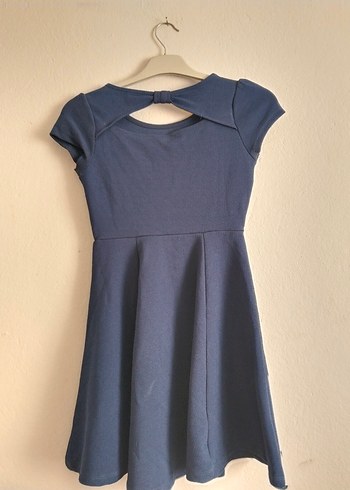 Kız Çocuk Lacivert Kısa Kollu Pilili Elbise - Görsel 3