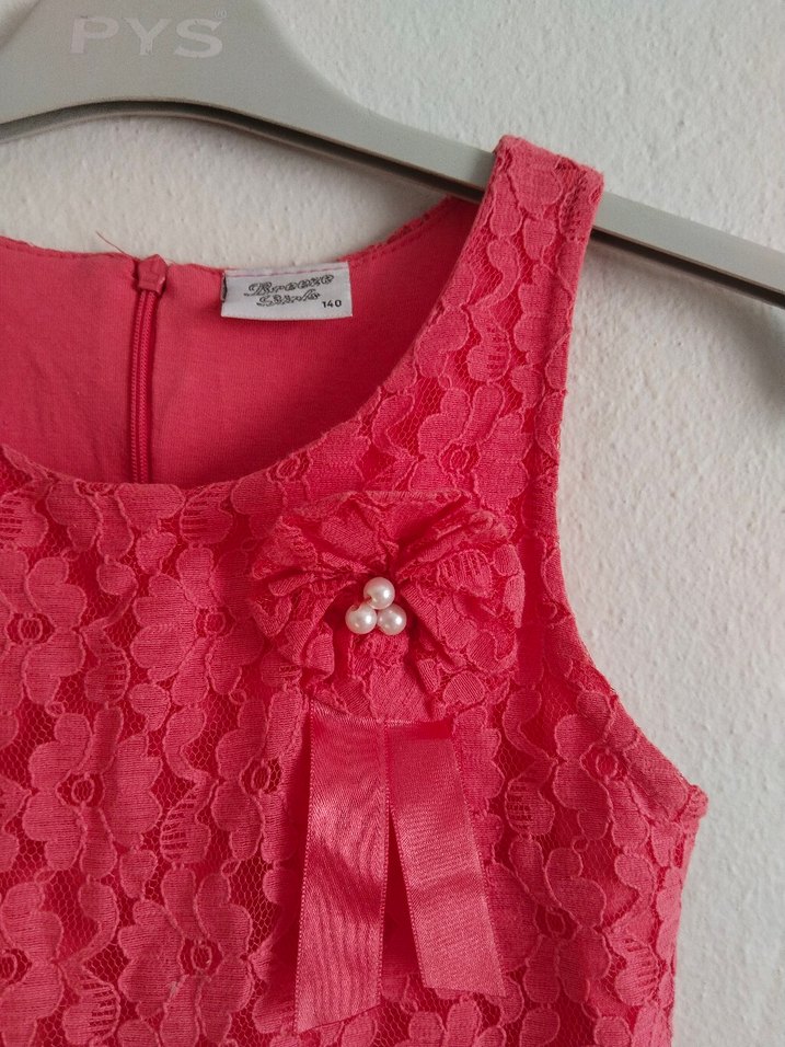 Kız Çocuk Dantelli Pembe Elbise - Görsel 2