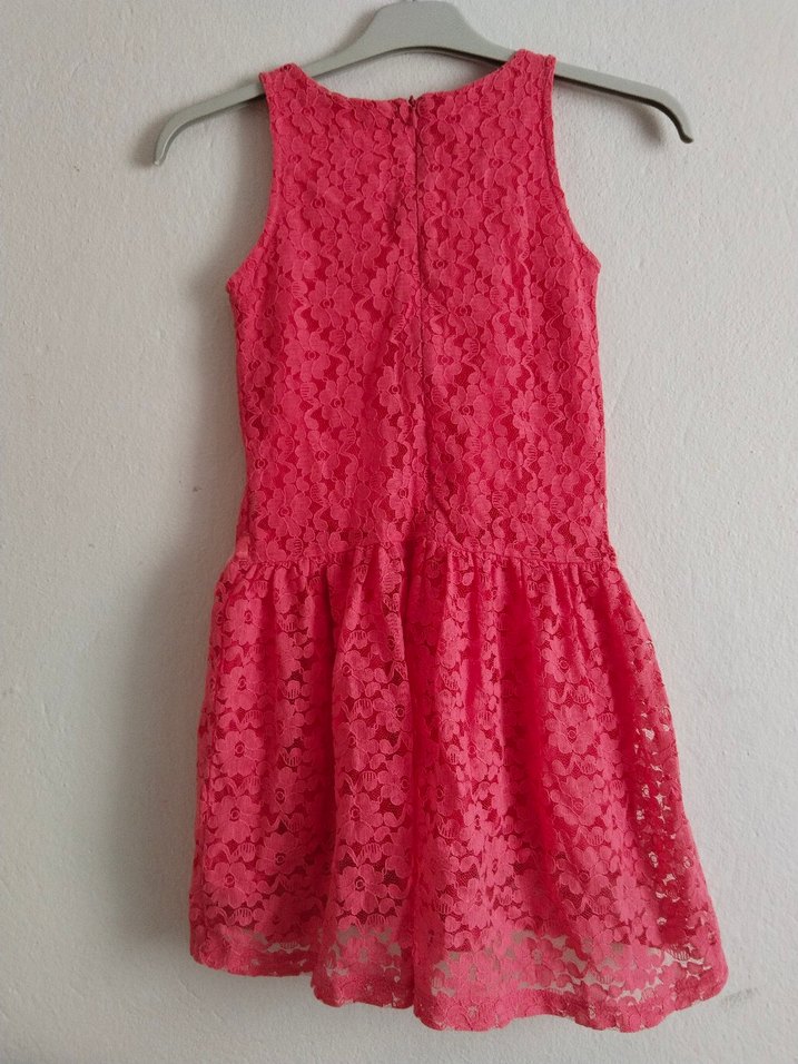 Kız Çocuk Dantelli Pembe Elbise - Görsel 3