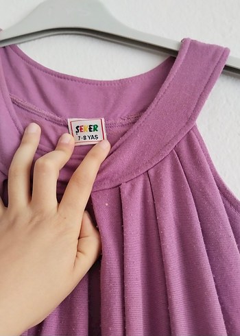 Mor Kolsuz Fırfırlı Kız Elbisesi - Görsel 4