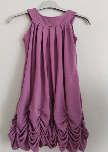 Mor Kolsuz Fırfırlı Kız Elbisesi - Görsel 5