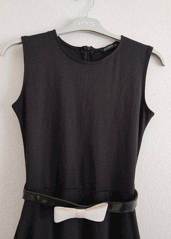 Kadın Siyah Beyaz Kemerli Elbise - Görsel 3