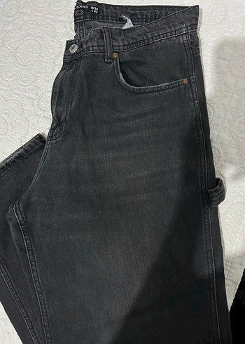 Gri Bol Kesim Erkek Denim Pantolon